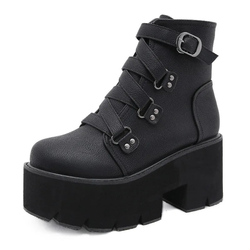 Cross Tied Design Ankle Boots