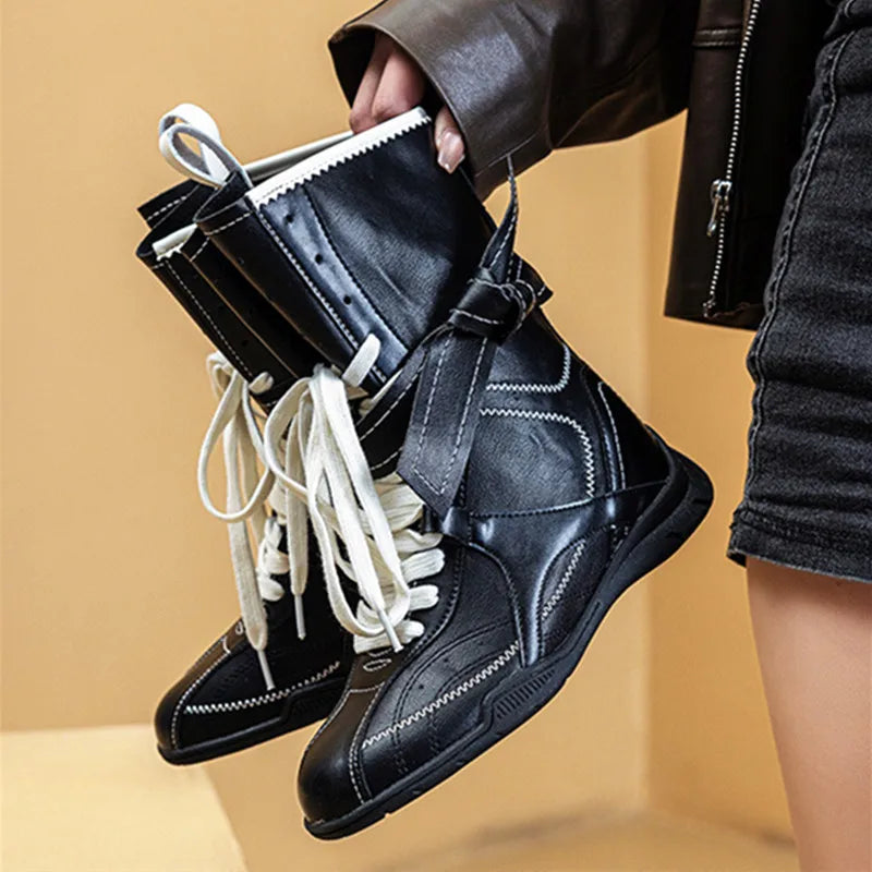 Faux Suede Leather Patchwork Ankle Boots