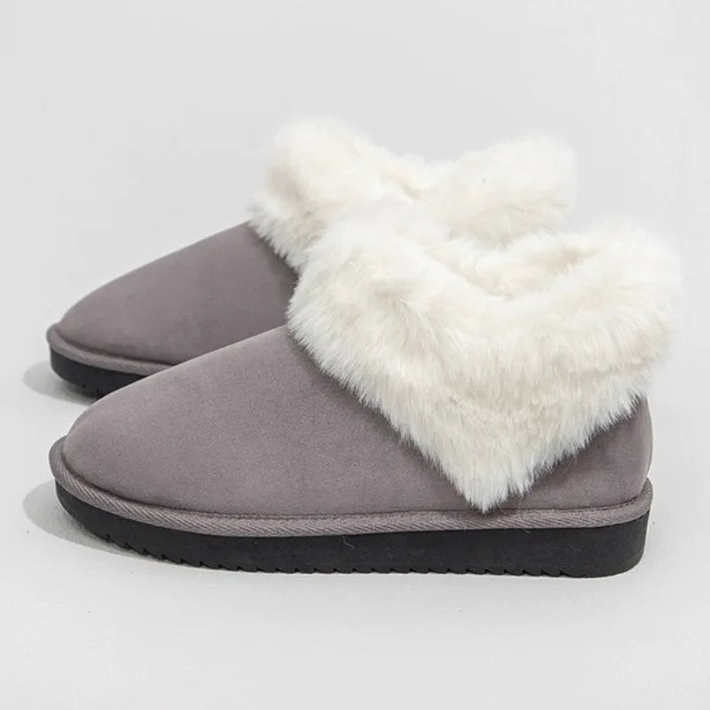 Heart Fluffy Fleece Trim Design Brand Ankle Boots