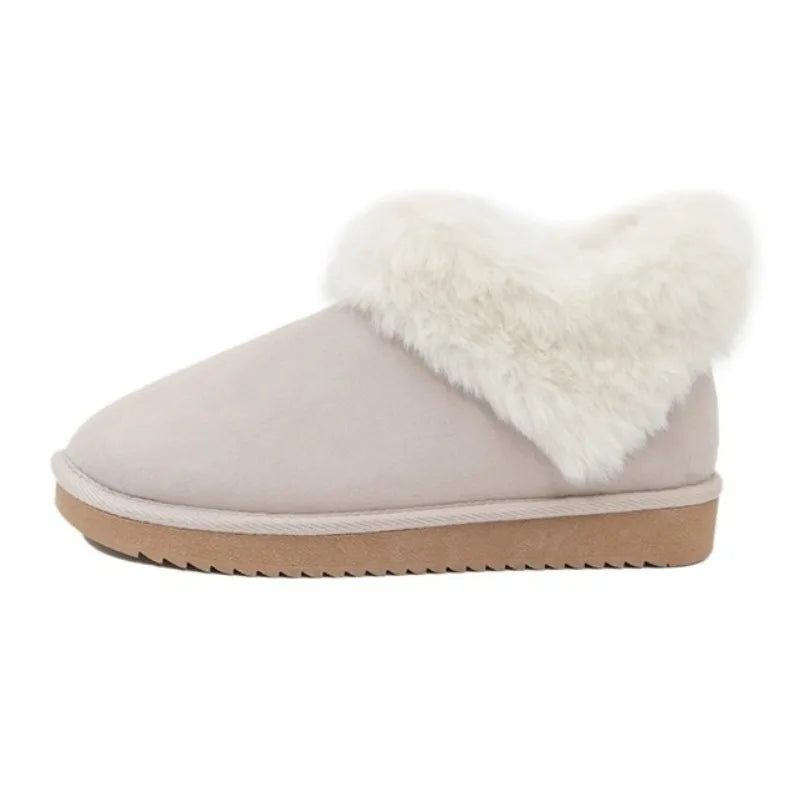 Heart Fluffy Fleece Trim Design Brand Ankle Boots
