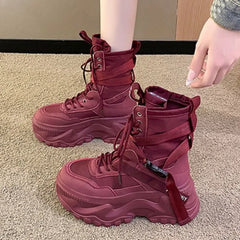 Mesh Splicing Platform Ankle Boots