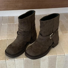 Metal Buckle Decoration Design Ankle Boots