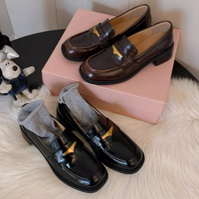 Metal Decorations Low Heel Pumps