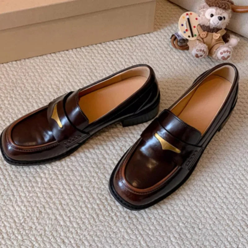 Metal Decorations Low Heel Pumps