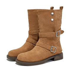 Metal Rivet Buckle Ankle Boots
