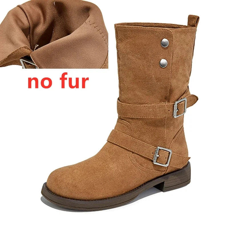 Metal Rivet Buckle Ankle Boots
