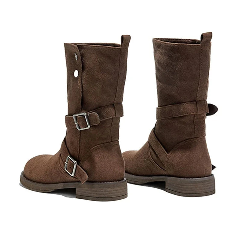 Metal Rivet Buckle Ankle Boots