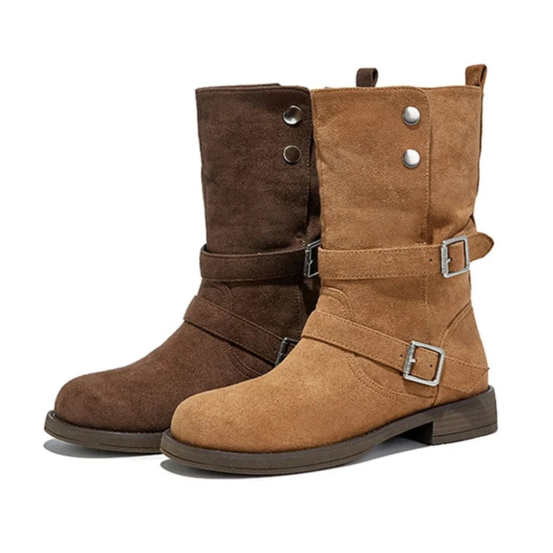 Metal Rivet Buckle Ankle Boots