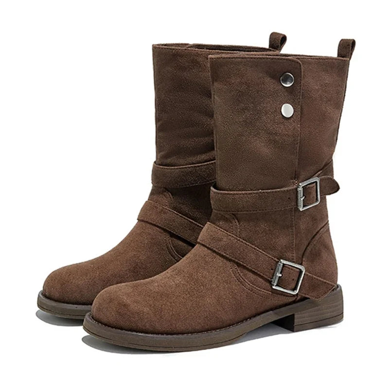 Metal Rivet Buckle Ankle Boots