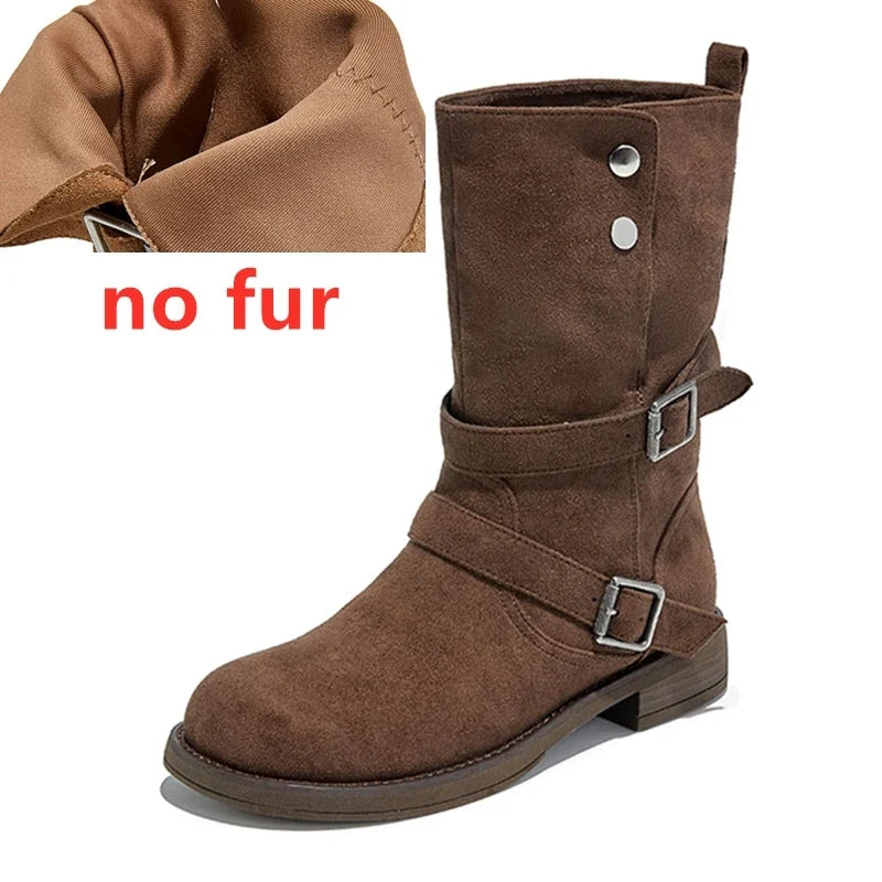 Metal Rivet Buckle Ankle Boots