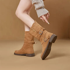 Metal Rivet Buckle Ankle Boots