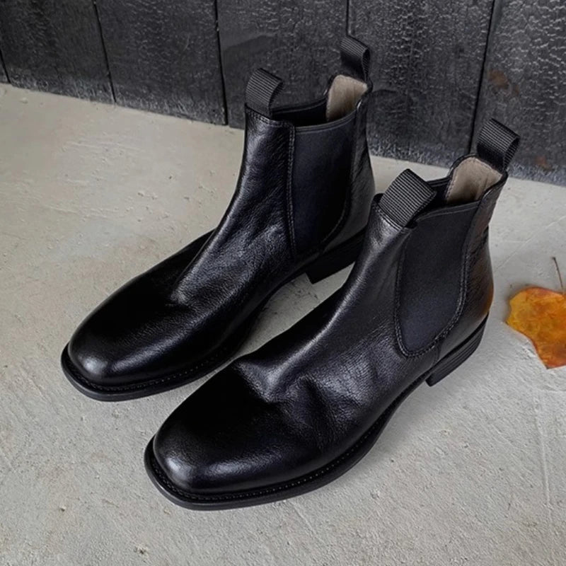 Pleated Design Brown Ankle Boots