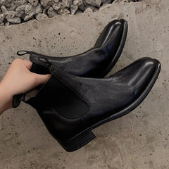 Pleated Design Brown Ankle Boots