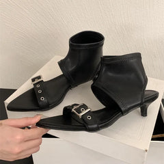 Pointed Toe Metal Buckle Brand Modern Boots