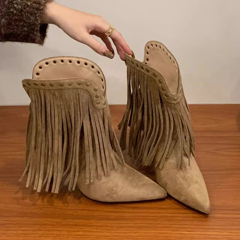 Rivet Tassel Design Women's Ankle Boots