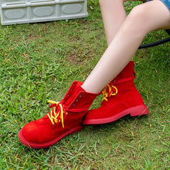 Round Toe Lace Up Design Ankle Boots