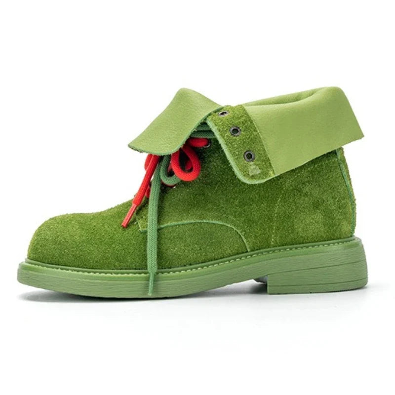 Round Toe Lace Up Design Ankle Boots