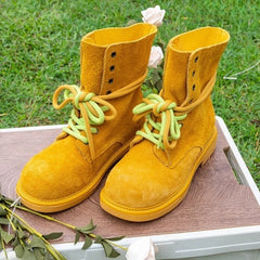 Round Toe Lace Up Design Ankle Boots