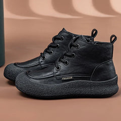 Side Zip Lace-up Ankle Boots