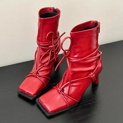 Square Toe Belt Buckle Ankle Boots
