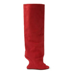 Women Peep Toe Suede Slouch Knee High Boots