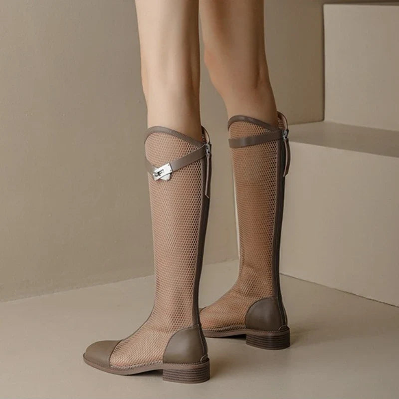 Female Summer Knee-high Mesh High Boots