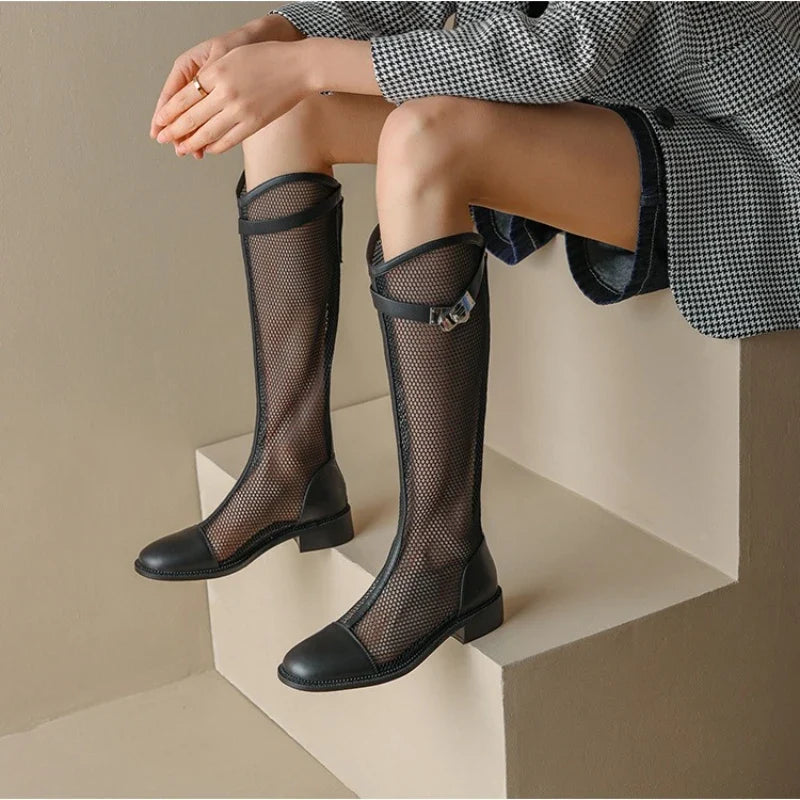 Female Summer Knee-high Mesh High Boots