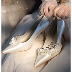 Female White Rhinestone Wedding Shoes