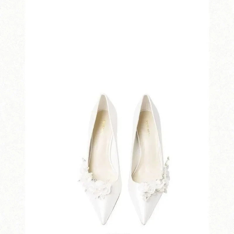 Female White Rhinestone Wedding Shoes