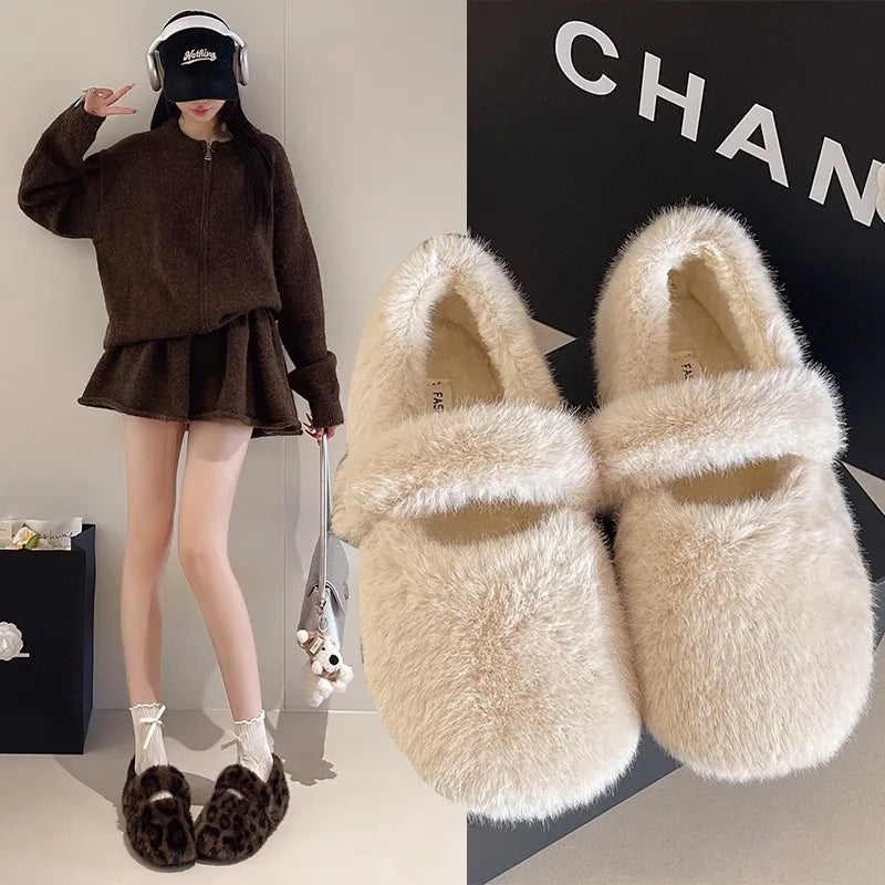 Flat Bottomed Plush Women's Shoes