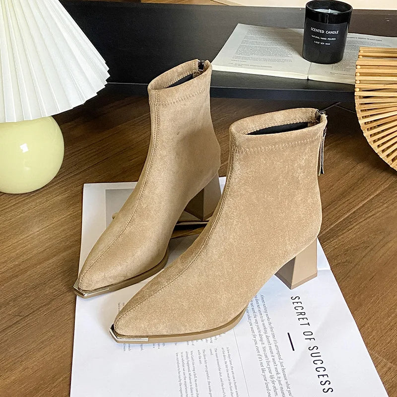 French High-heeled Ankle Boots