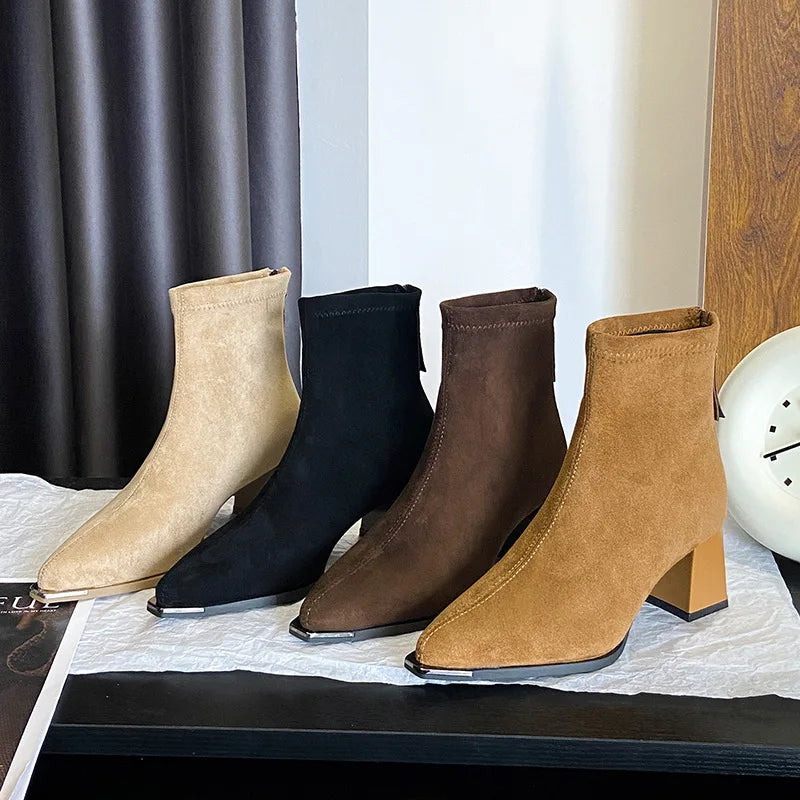 French High-heeled Ankle Boots