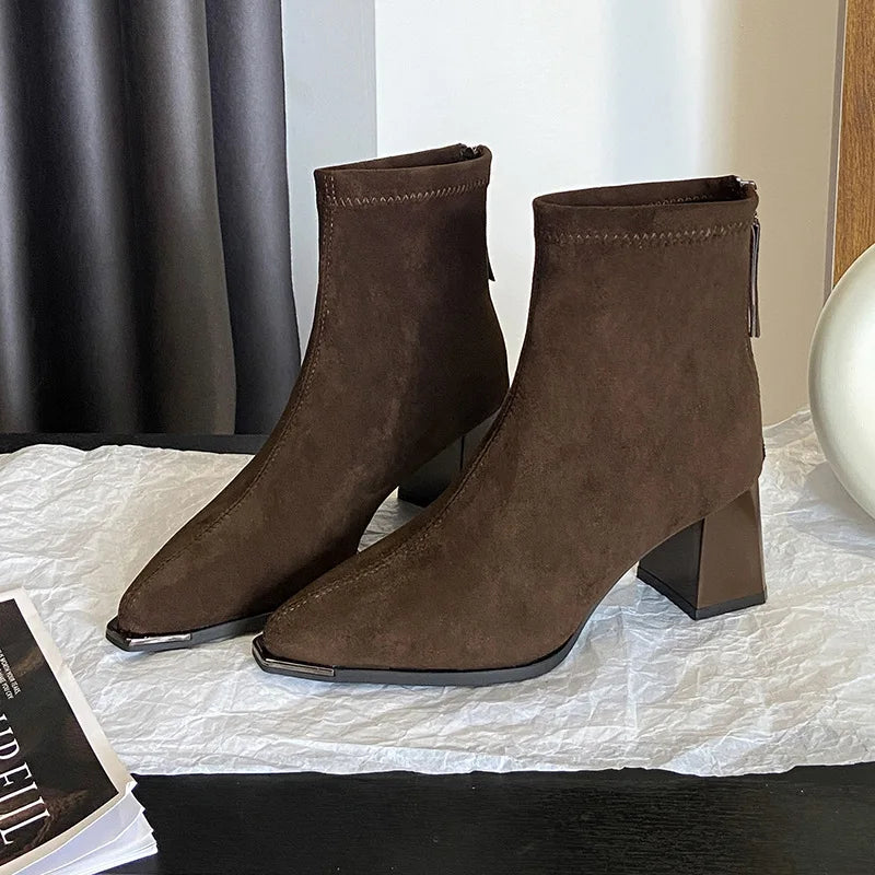 French High-heeled Ankle Boots