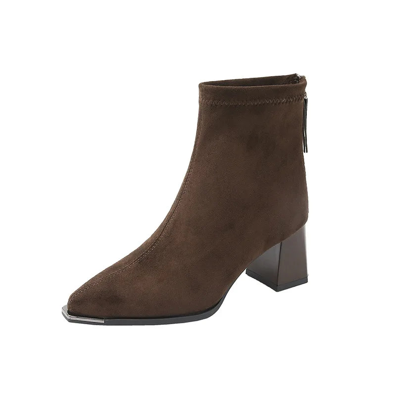 French High-heeled Ankle Boots