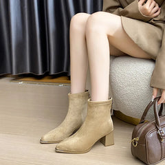 French High-heeled Ankle Boots