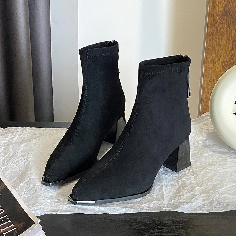French High-heeled Ankle Boots