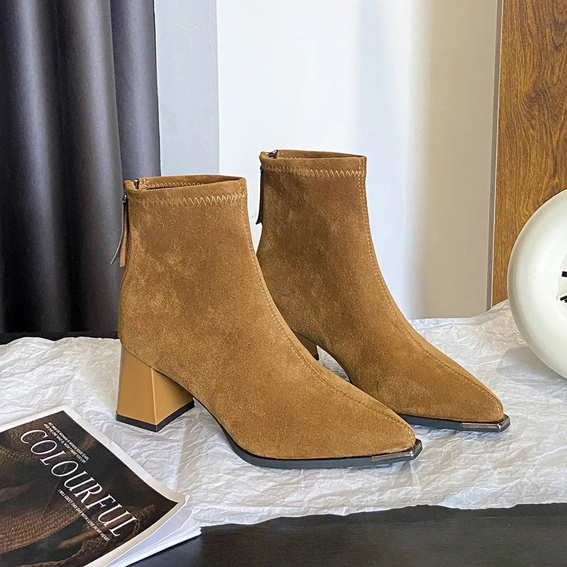 French High-heeled Ankle Boots