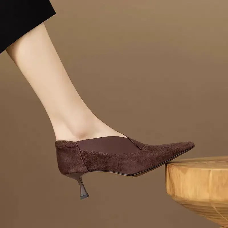 French Retro Pointed Thin Heeled Short Boots