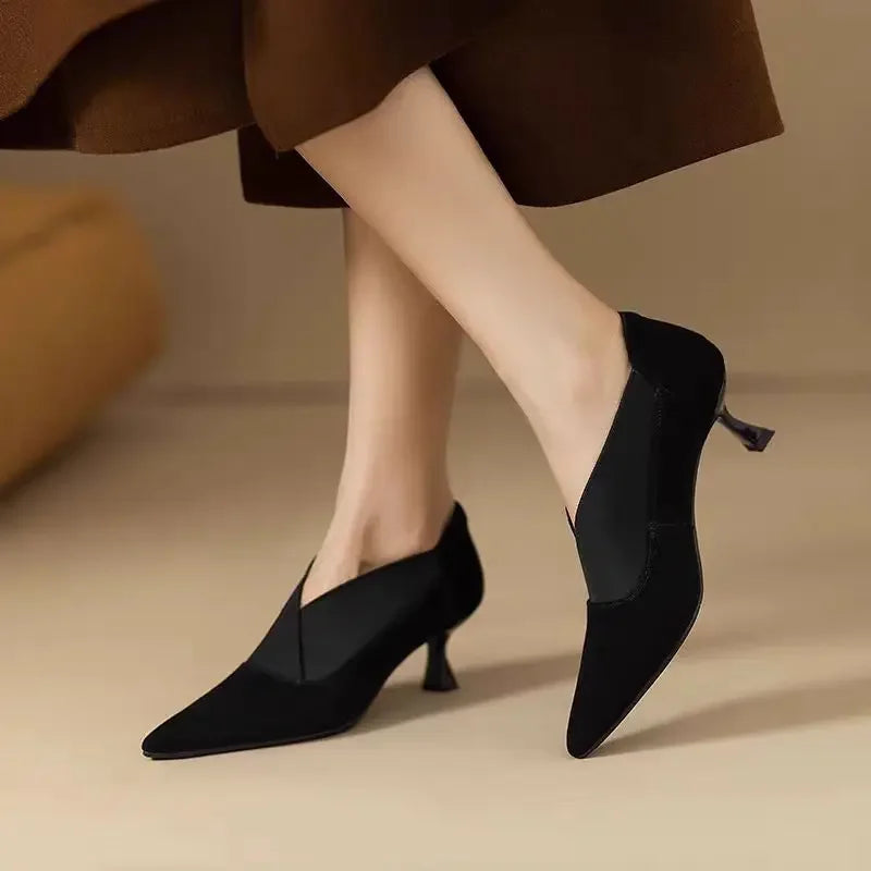 French Retro Pointed Thin Heeled Short Boots