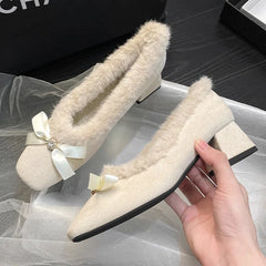 Fur Womens High Heels Shoes