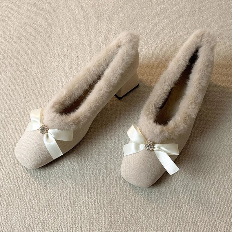 Fur Womens High Heels Shoes