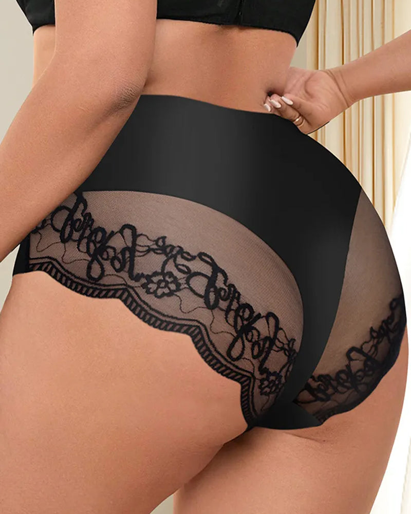 Patchwork Lace Seamless Elastic Panties
