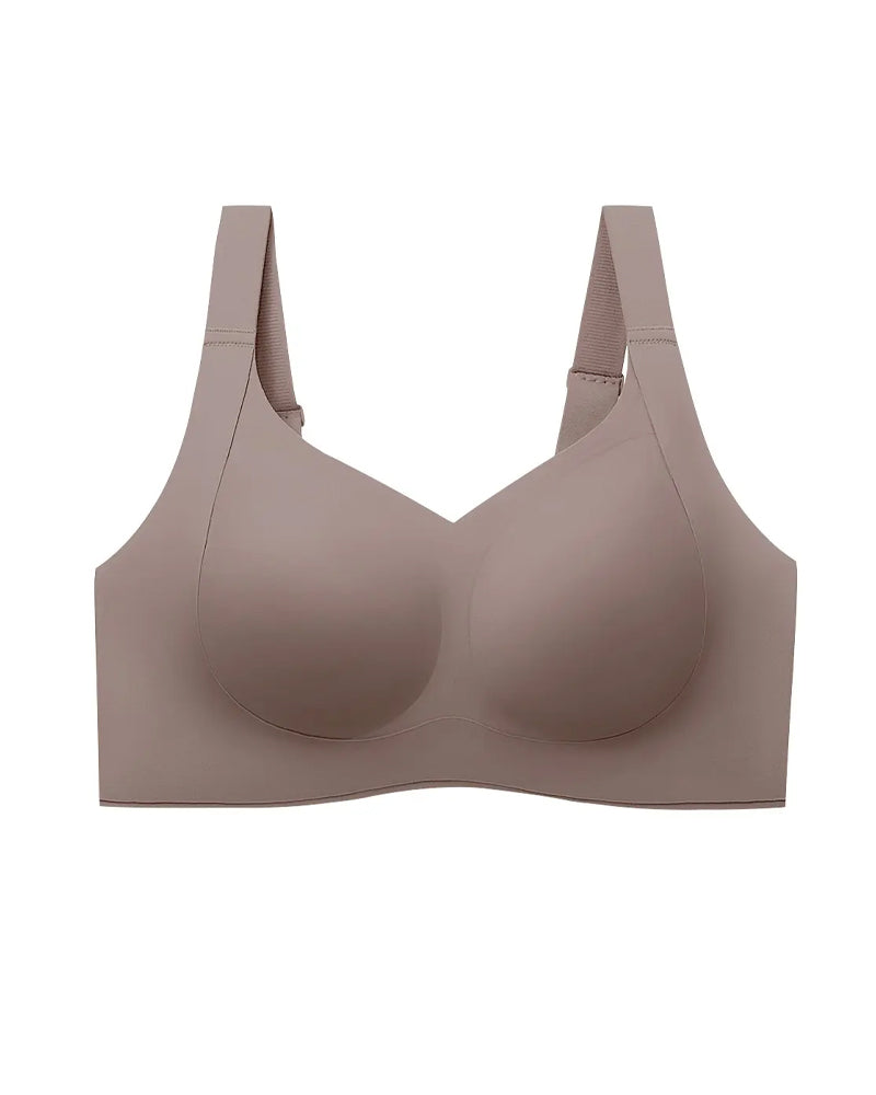Women's Wire-free Seamless Double-layer Lifting Shoulder Straps Full Cup Push-up Jelly Bra
