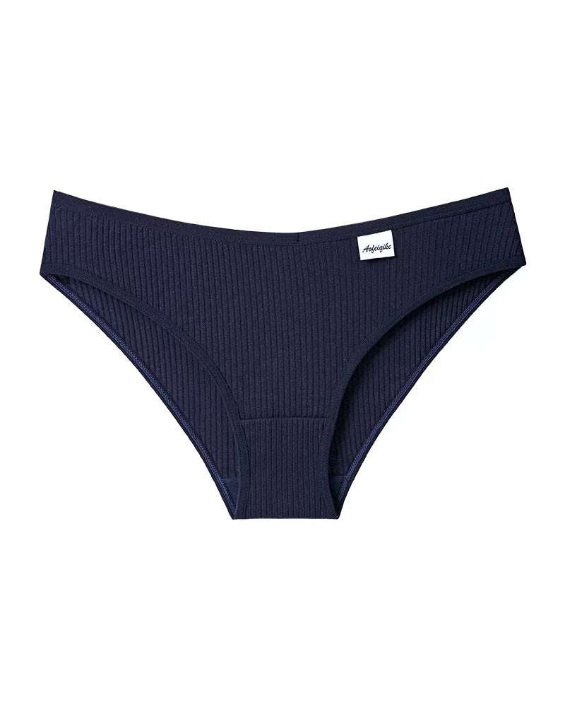 Women's Solid Color Vertical Striped Knit Stretch Seamless Thong