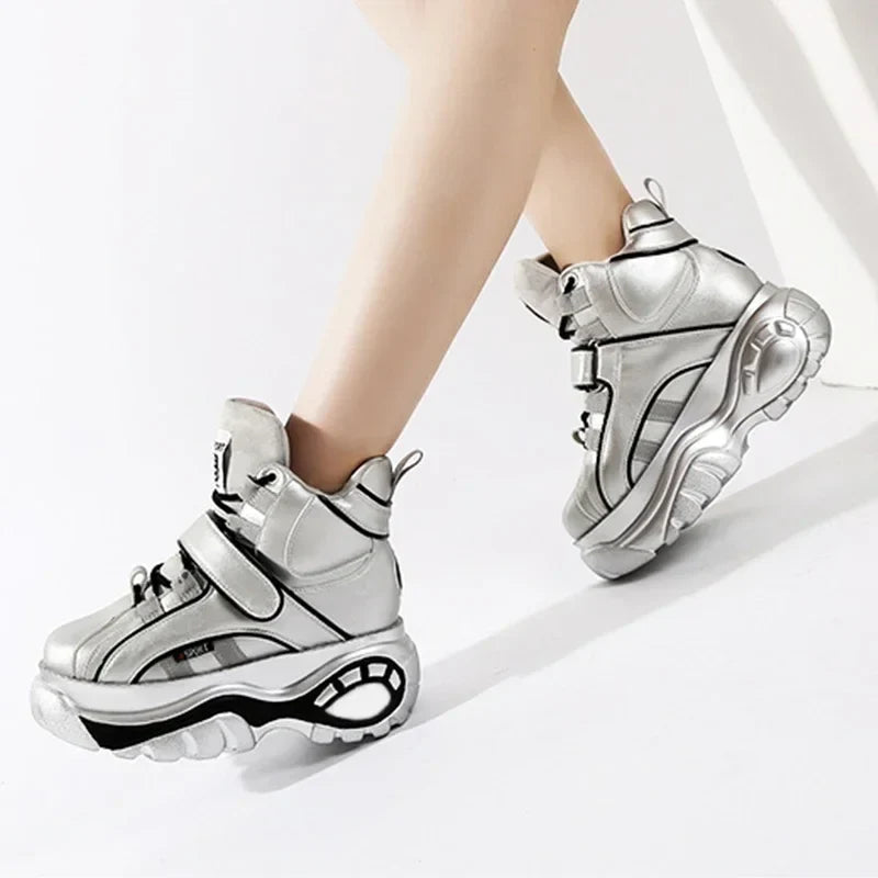 Genuine Leather High Top Women Sneaker