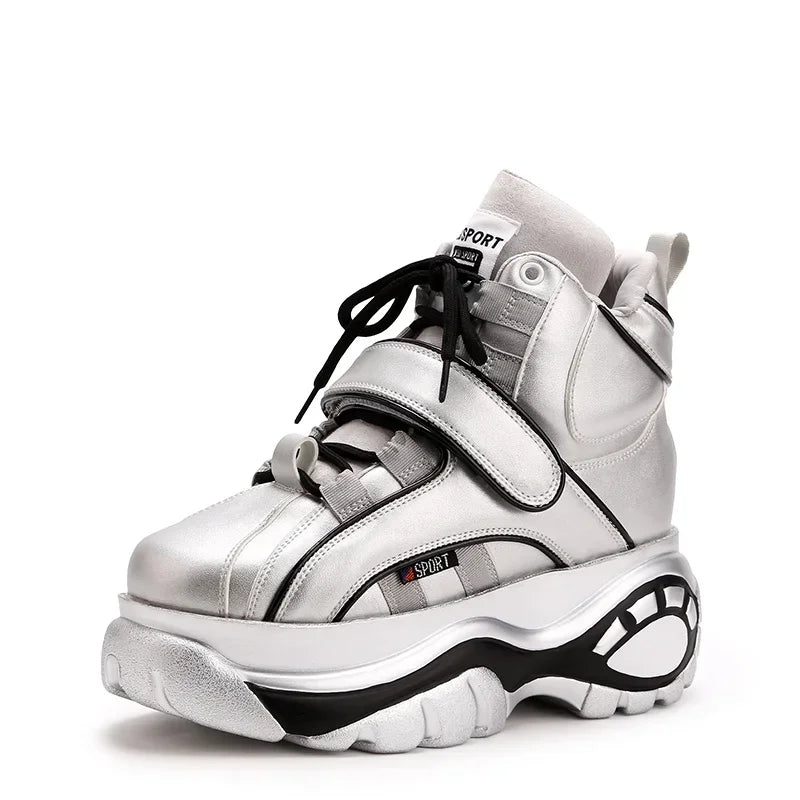 Genuine Leather High Top Women Sneaker
