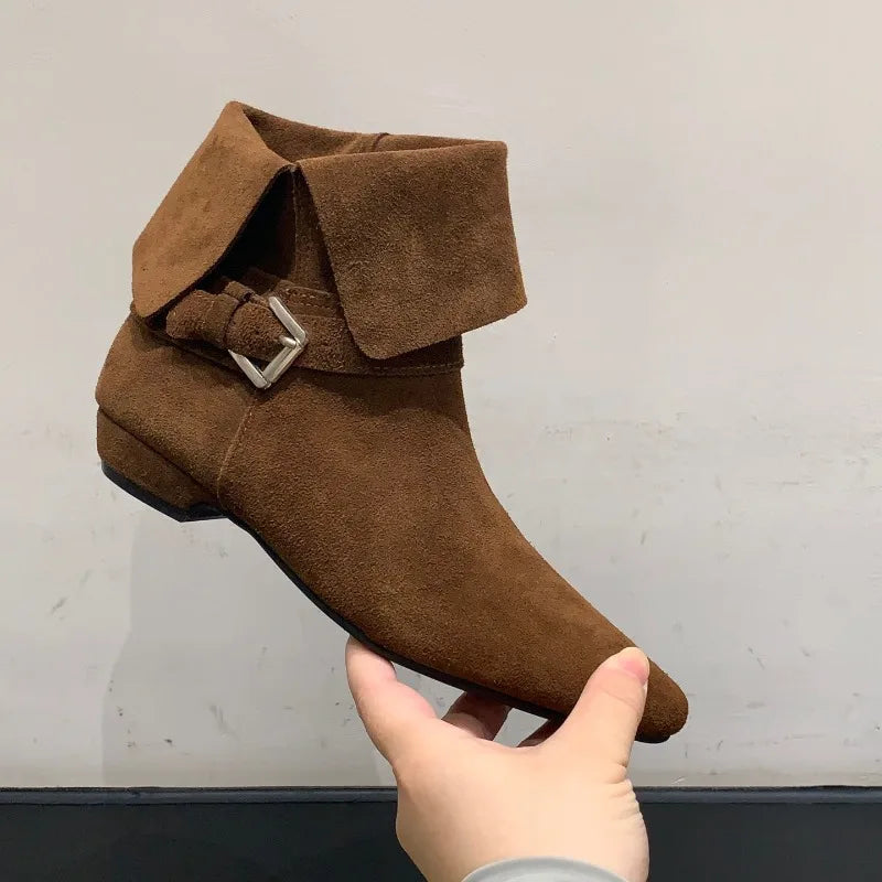 Genuine Leather Low Heel Ankle Boots