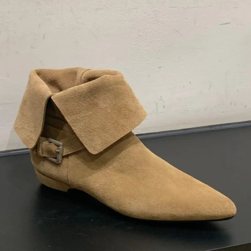 Genuine Leather Low Heel Ankle Boots