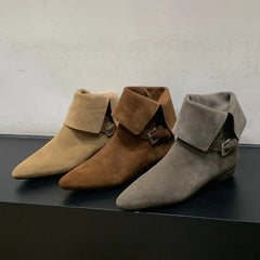 Genuine Leather Low Heel Ankle Boots