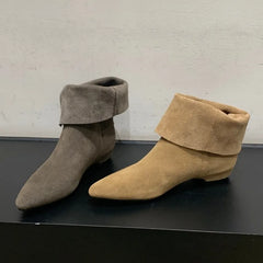 Genuine Leather Low Heel Ankle Boots